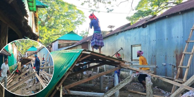 মধ্যনগরে সরকারি জায়গায় নির্মাণাধীন ৬ স্থাপনা উচ্ছেদ