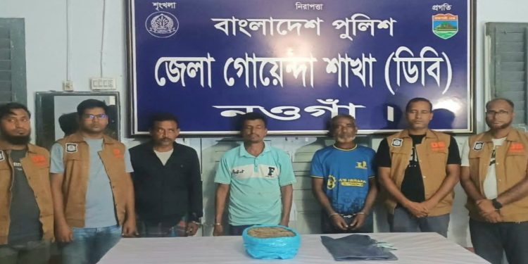 নওগাঁয় দুই কেজি গাঁজাসহ ৩ জনকে আটক করেছে ডিবি পুলিশ