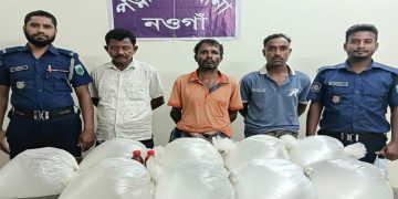 নওগাঁয় চোলাই মদের কারখানায় পুলিশের অভিযান, ৩ জন আটক